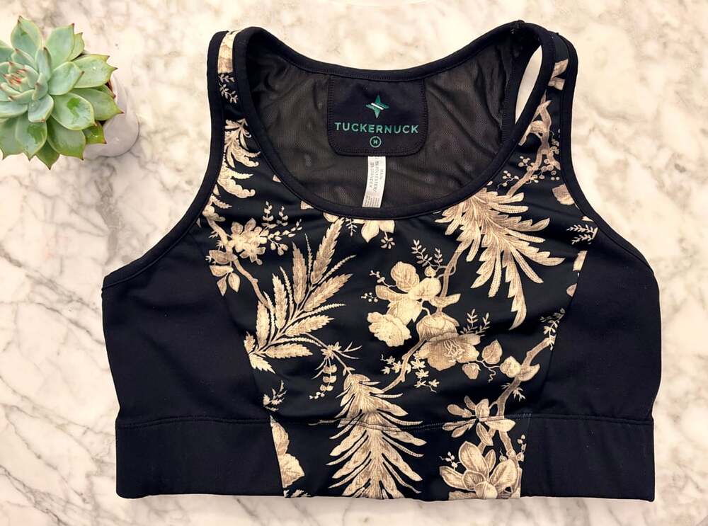 Tuckernuck Flora Chintz Black Sports Bra Elevated Basic